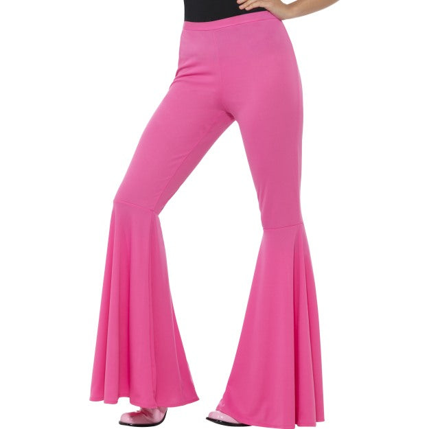 Smiffys 70er Disco Schlaghose – Pink, Flared Damenhose - Fasnacht24.ch