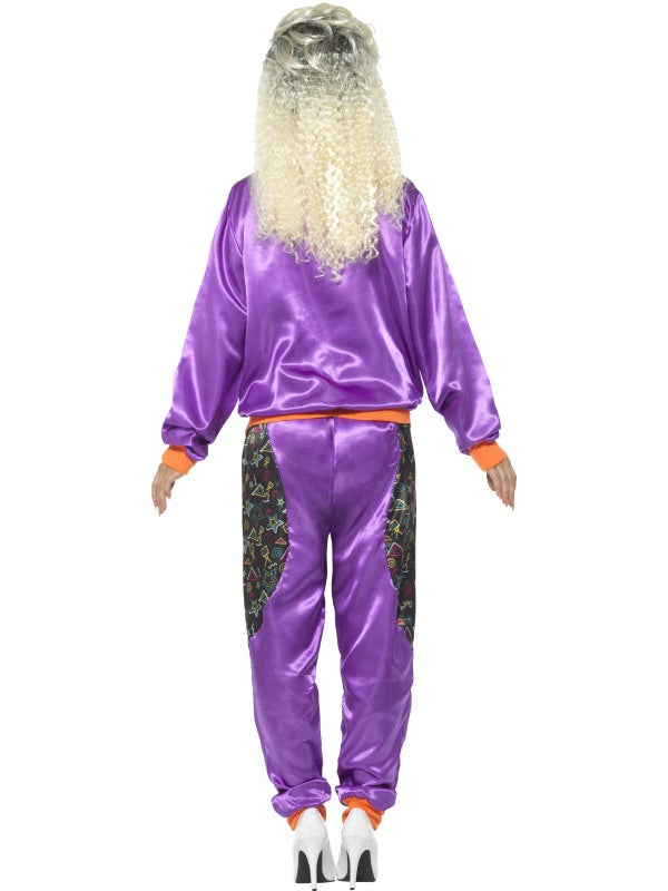 Smiffys 80er Neon Retro Jogger Kostüm – Violett Orange, Grösse S - Fasnacht24.ch – Detailansicht