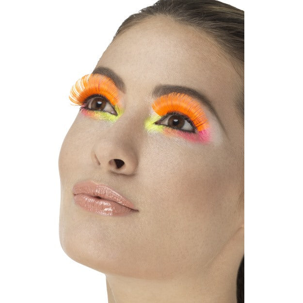 Smiffys 80s Party Wimpern Neon Orange mit Kleber - Fasnacht24.ch