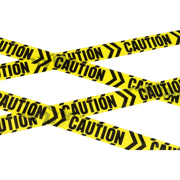 Caution Absperrband Schwarz/Gelb – Smiffys 6m Wetterfestes Warnband - Fasnacht24.ch