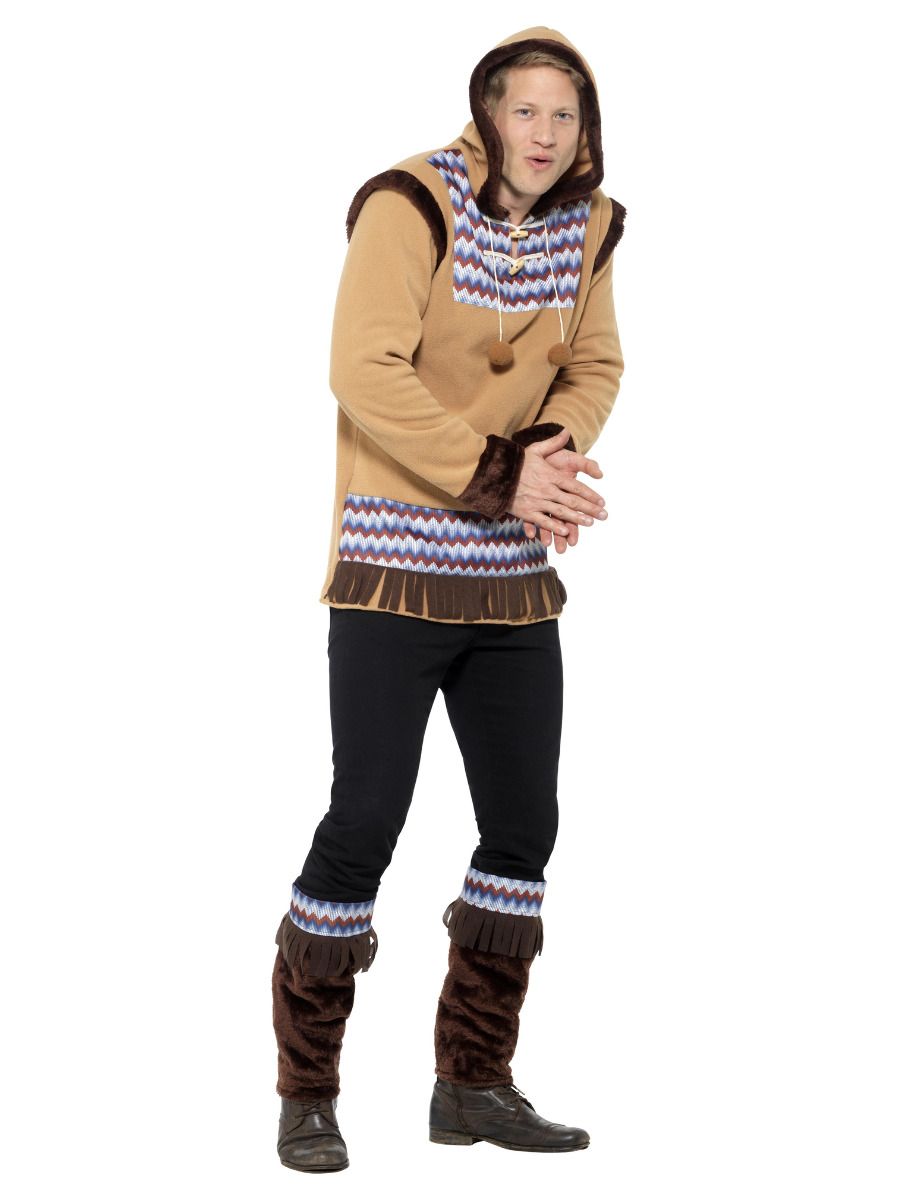Smiffys Arctic Man Kostüm – Braun Mit Fleece-Oberteil & Beinwärmer - Fasnacht24.ch