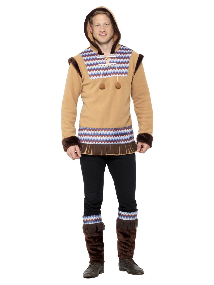 Smiffys Arctic Man Kostüm – Braun Mit Fleece-Oberteil & Beinwärmer - Fasnacht24.ch