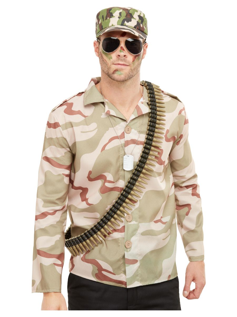 Smiffys Armee Kostüm Set – Hut, Hundemarken & Ammo Gürtel