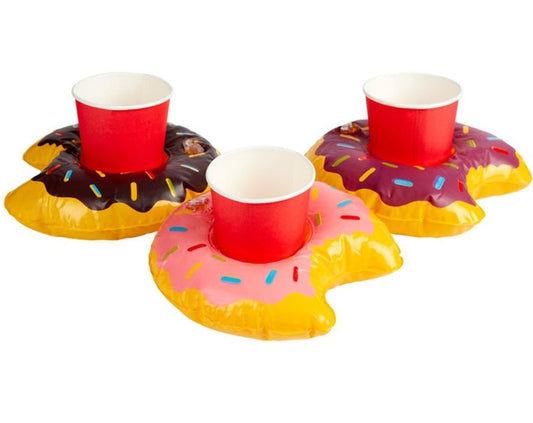 Smiffys Aufblasbarer Donut Getränkehalter 3er-Pack – 20cm PVC - Fasnacht24.ch