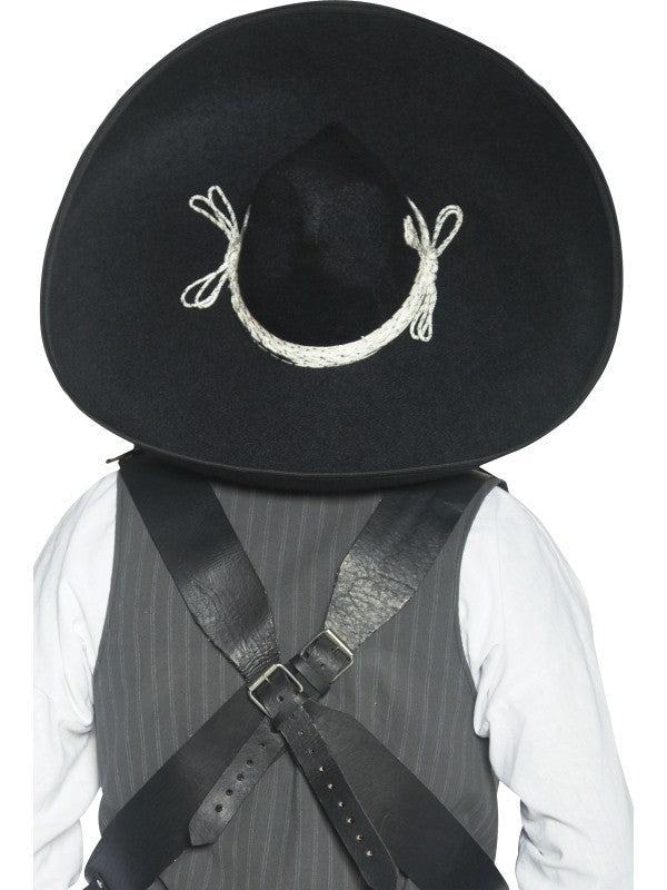 Smiffys Authentischer Mexikanischer Banditen-Sombrero Schwarz Filz - Fasnacht24.ch