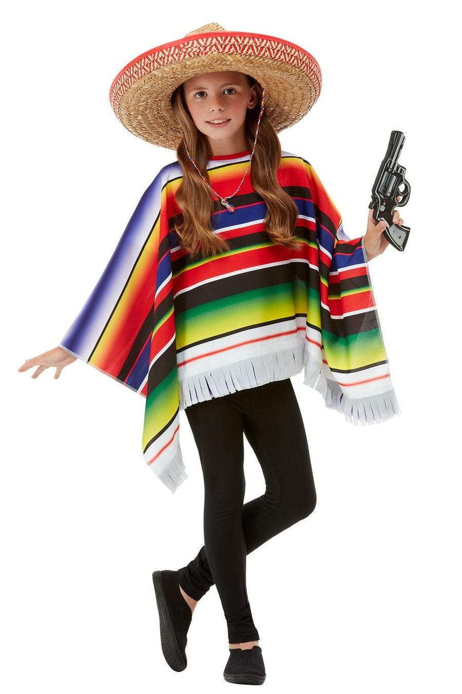 Smiffys Bunter Mexikanischer Kinderponcho – Leicht & Polyester - Fasnacht24.ch