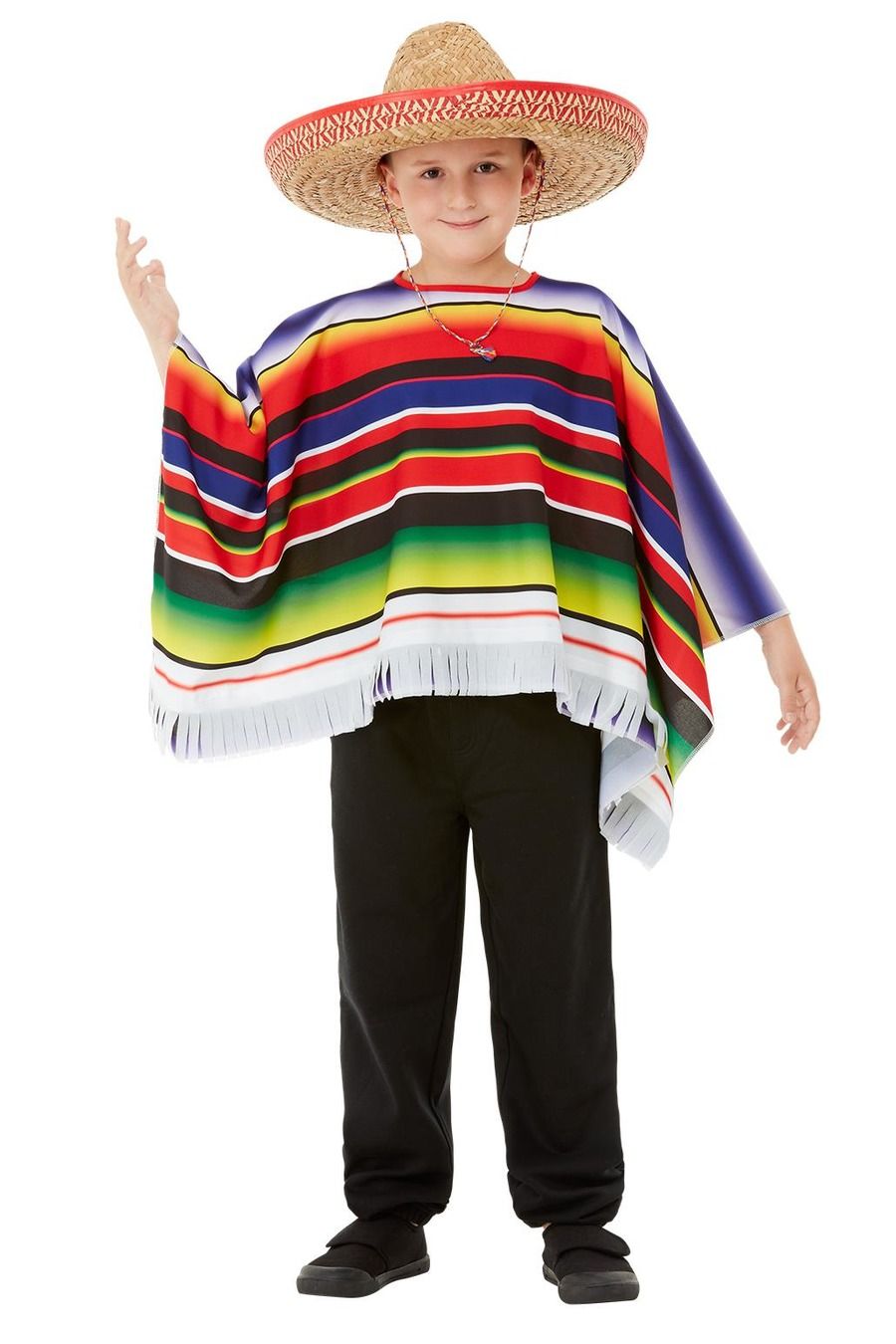 Smiffys Bunter Mexikanischer Kinderponcho – Leicht & Polyester - Fasnacht24.ch
