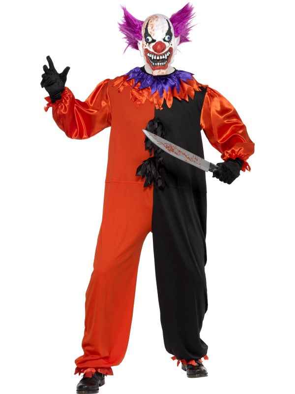 Clown Kostüm Smiffys Cirque Sinister Teuflischer Zirkus Clown Herren Schwarz-Rot-Lila