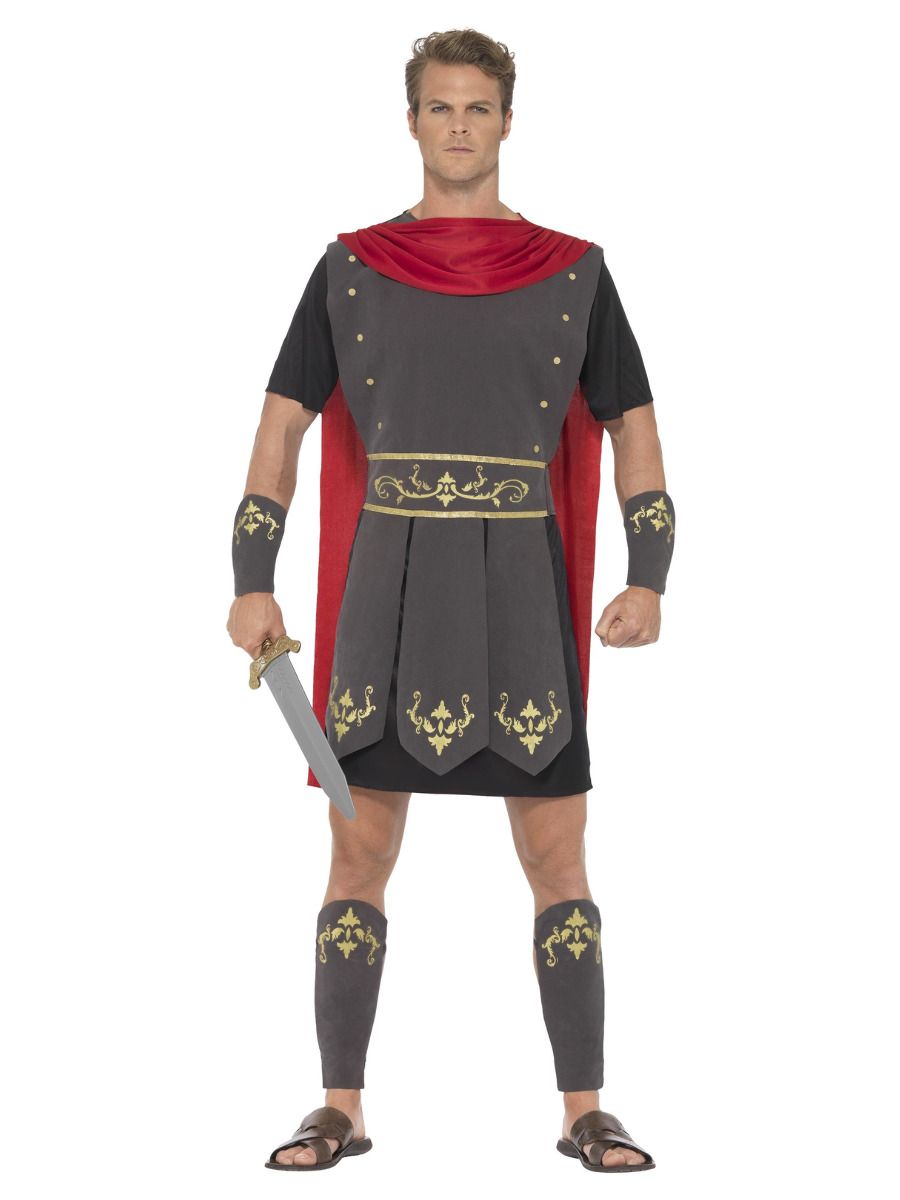 Smiffys Medardus Römischer Gladiator Herren Kostüm – Graues Tunika Rotem Cape - Fasnacht24.ch