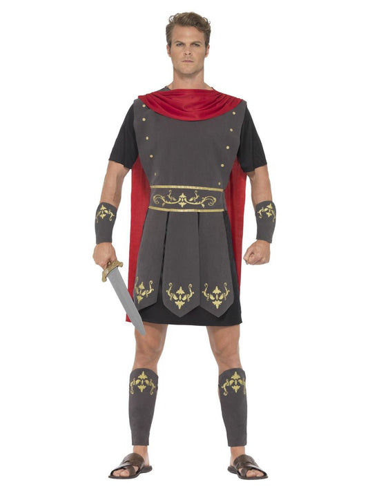 Smiffys Medardus Römischer Gladiator Herren Kostüm – Graues Tunika Rotem Cape - Fasnacht24.ch