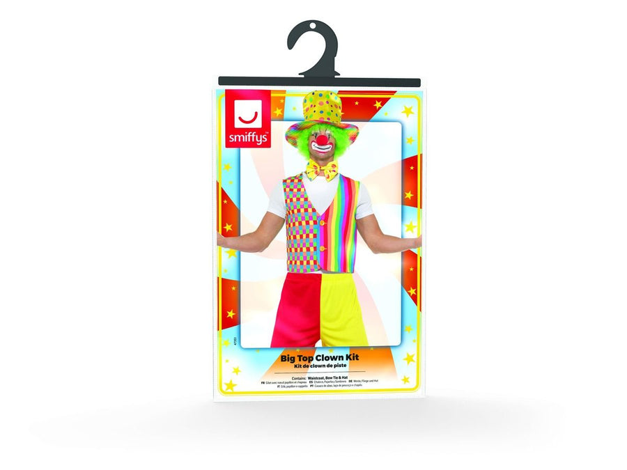 Smiffys Clown Set – Bunte Polka-Dot Weste, Gelber Hut & Fliege - Fasnacht24.ch – Detailansicht