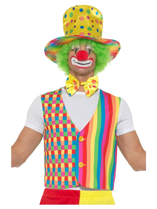 Smiffys Clown Set – Bunte Polka-Dot Weste, Gelber Hut & Fliege - Fasnacht24.ch