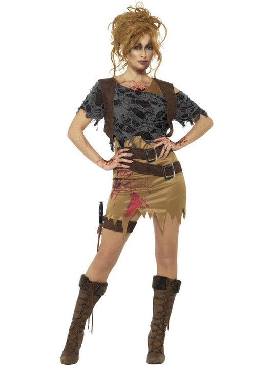 Smiffys Ramona Zombie Huntress Damenkostüm – Blutiges Rotes Kleid - Fasnacht24.ch