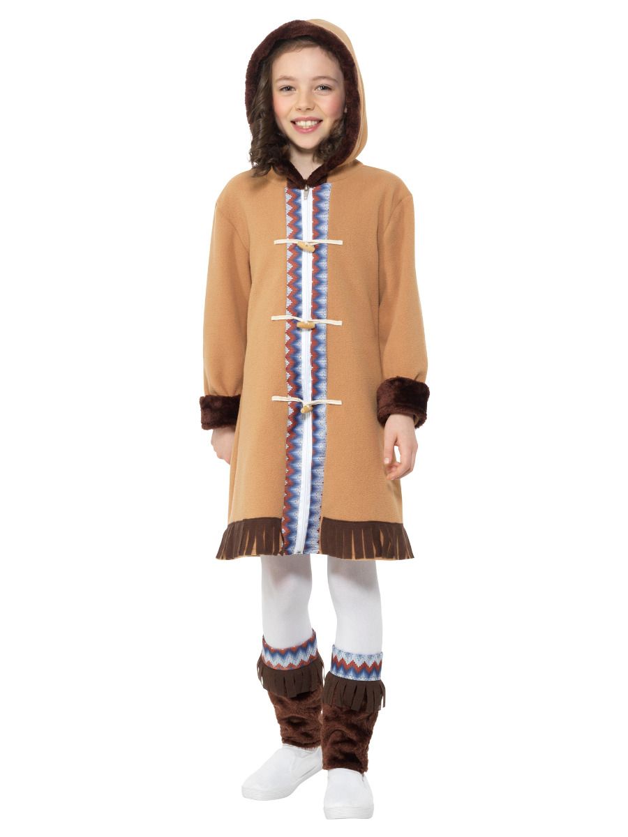 Smiffys Eskimo Arktis Kostüm Für Mädchen Braun Fleece Set – Detailansicht