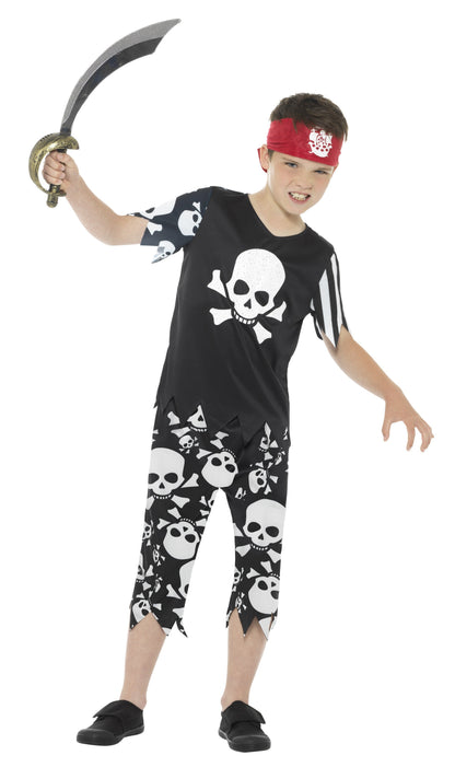 Smiffys Falco Fieser Piratenkostüm für Kinder – Schwarz Weiss Rot – Produktansicht