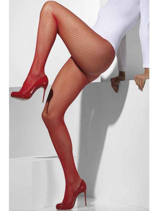 Smiffys Rote Netzstrumpfhose – Nylon-Spandex, Ladder-Resistent - Fasnacht24.ch