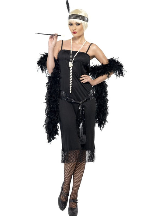 Smiffys Flapper Kleid – Schwarzes Gatsby Damenkostüm mit Fransen - Fasnacht24.ch