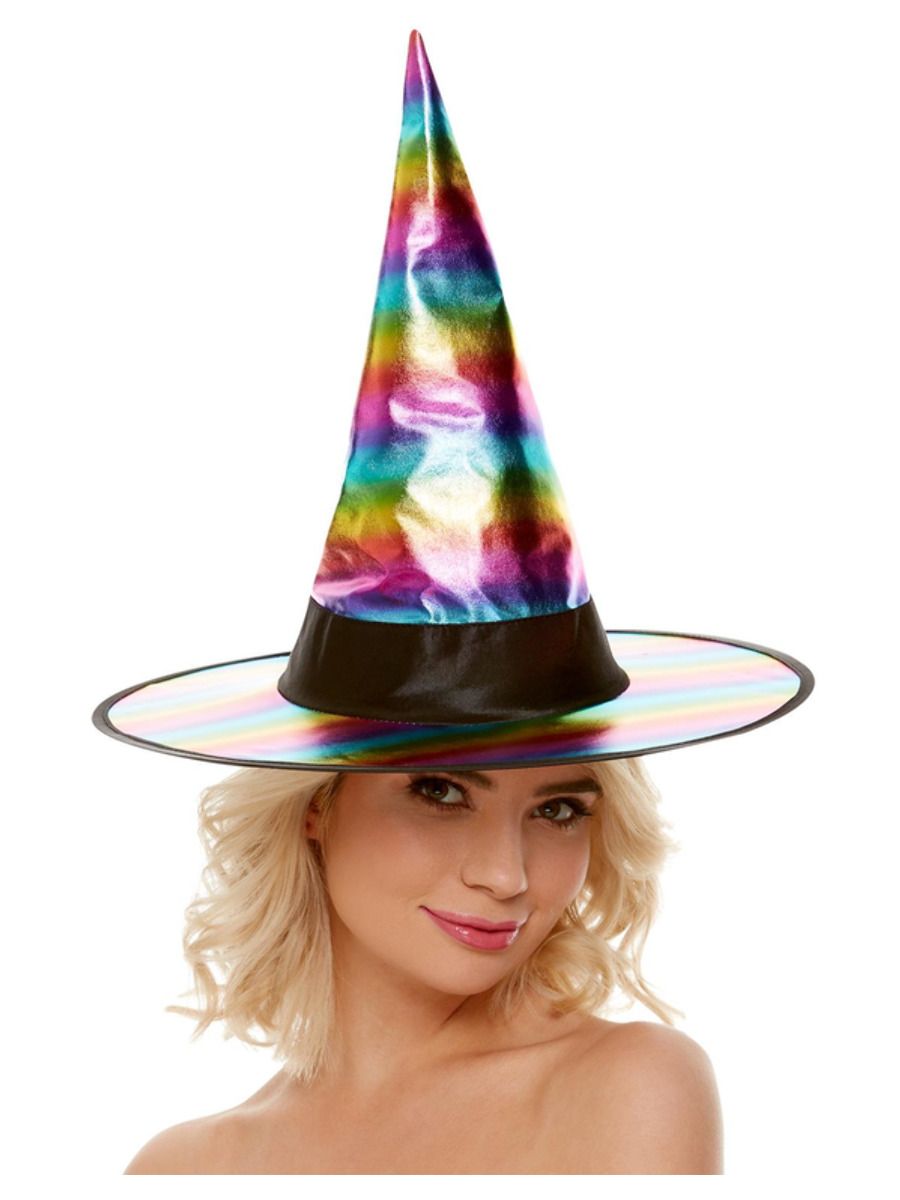 Hexenhut – Smiffys Shiny Rainbow Witch Hat Mit Drahtkrempe - Fasnacht24.ch