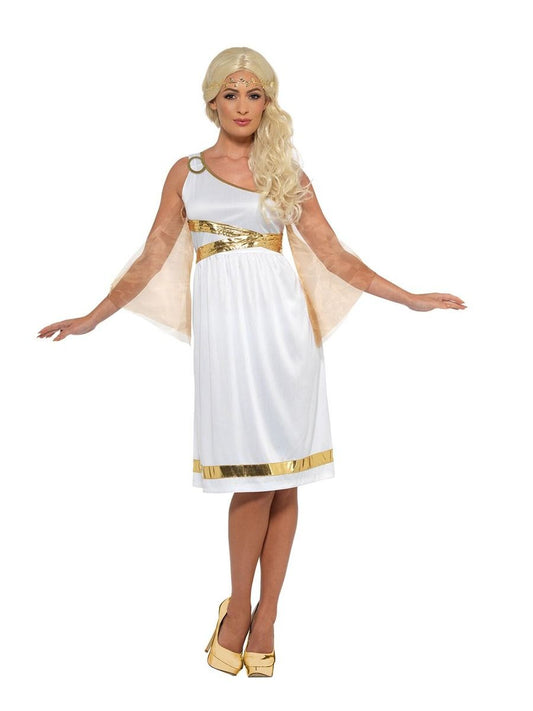 Smiffys Themis Göttin Kostüm – Weißes Kleid mit Goldenem Haarband - Fasnacht24.ch