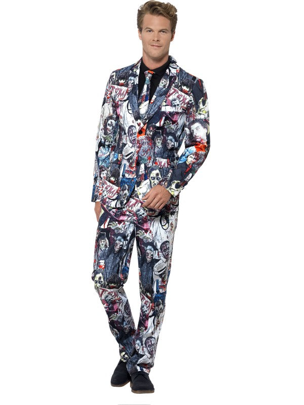 Smiffys Herren Zombie Kostüm Weiss-Blau mit Jacke, Hose und Krawatte - Fasnacht24.ch – Produktansicht