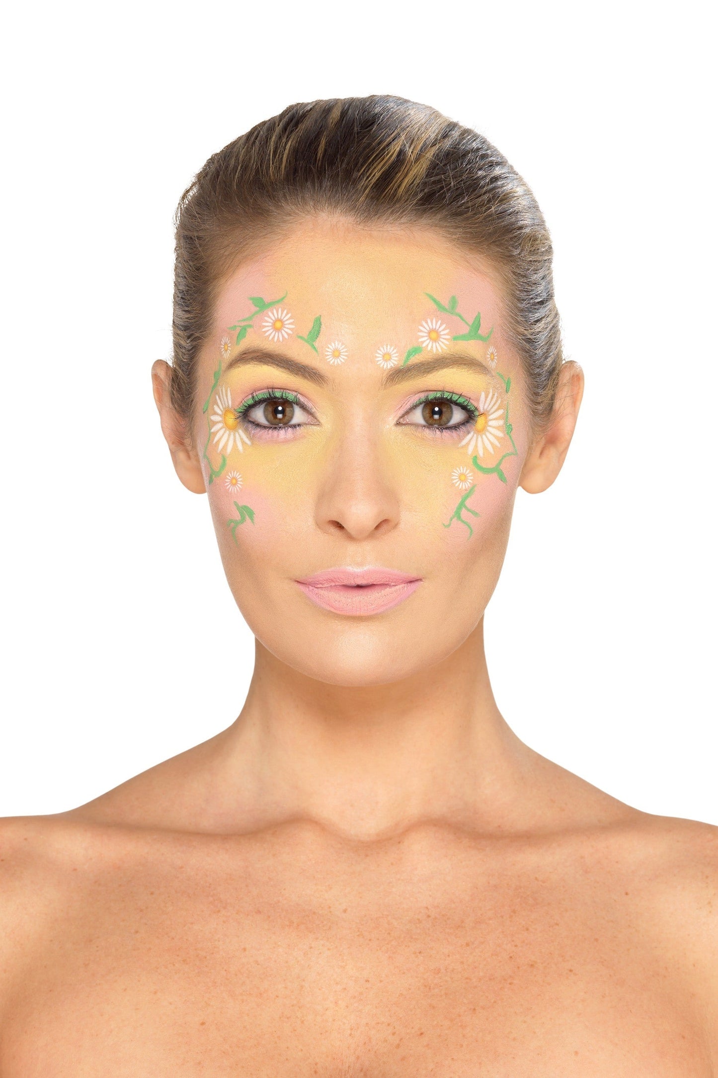 Smiffys Hippie Kosmetik Schminkset – 4 Farben, Pinsel & Aufkleber – Verpackung