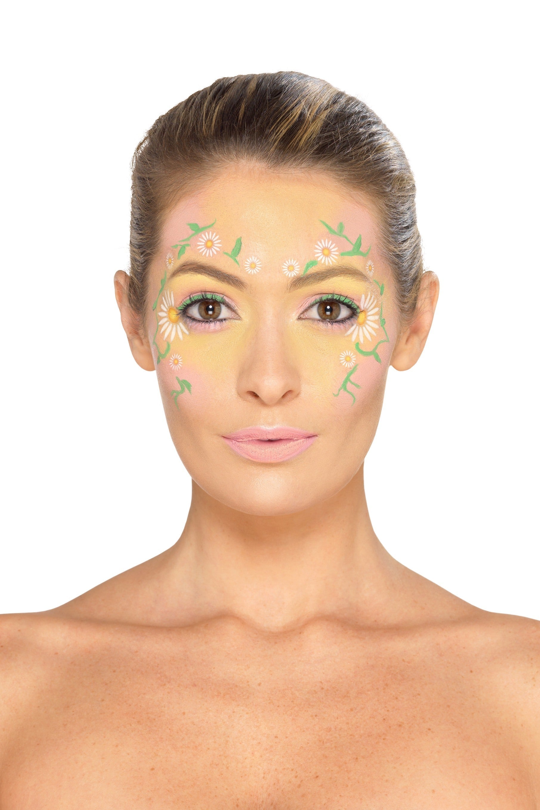 Smiffys Hippie Kosmetik Schminkset – 4 Farben, Pinsel & Aufkleber – Verpackung