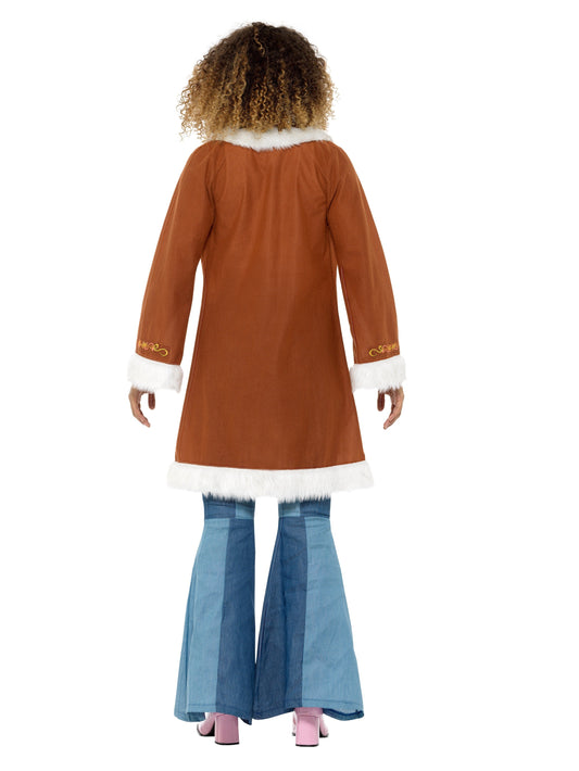 Smiffys Hippie Retro Mantel – Braun Mit Pelzbesatz Für Damen - Fasnacht24.ch