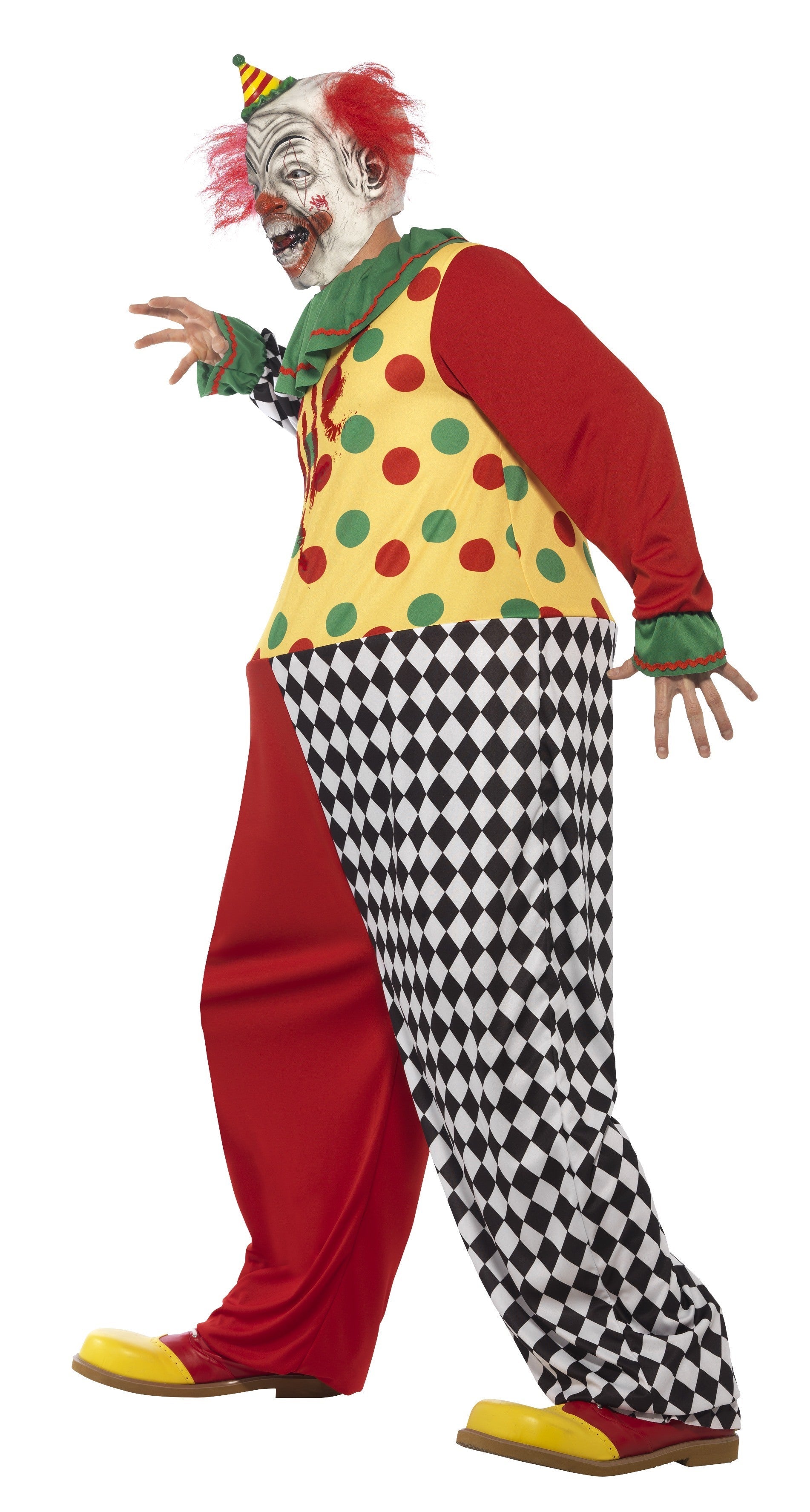 Smiffys Horror Clown Spencer Herrenkostüm – Latexmaske & Overall - Fasnacht24.ch