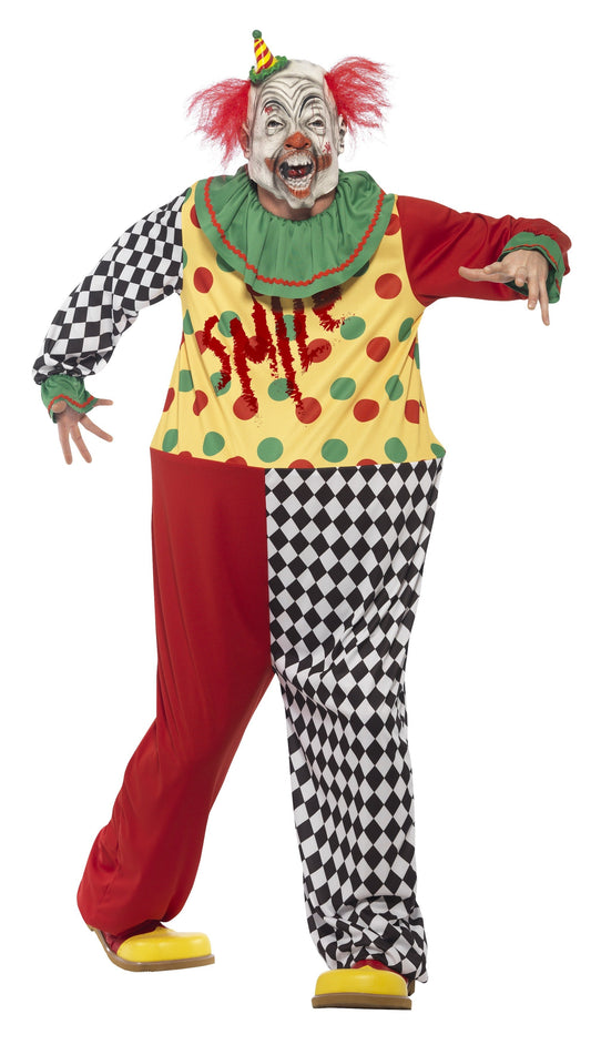 Smiffys Horror Clown Spencer Herrenkostüm – Latexmaske & Overall - Fasnacht24.ch
