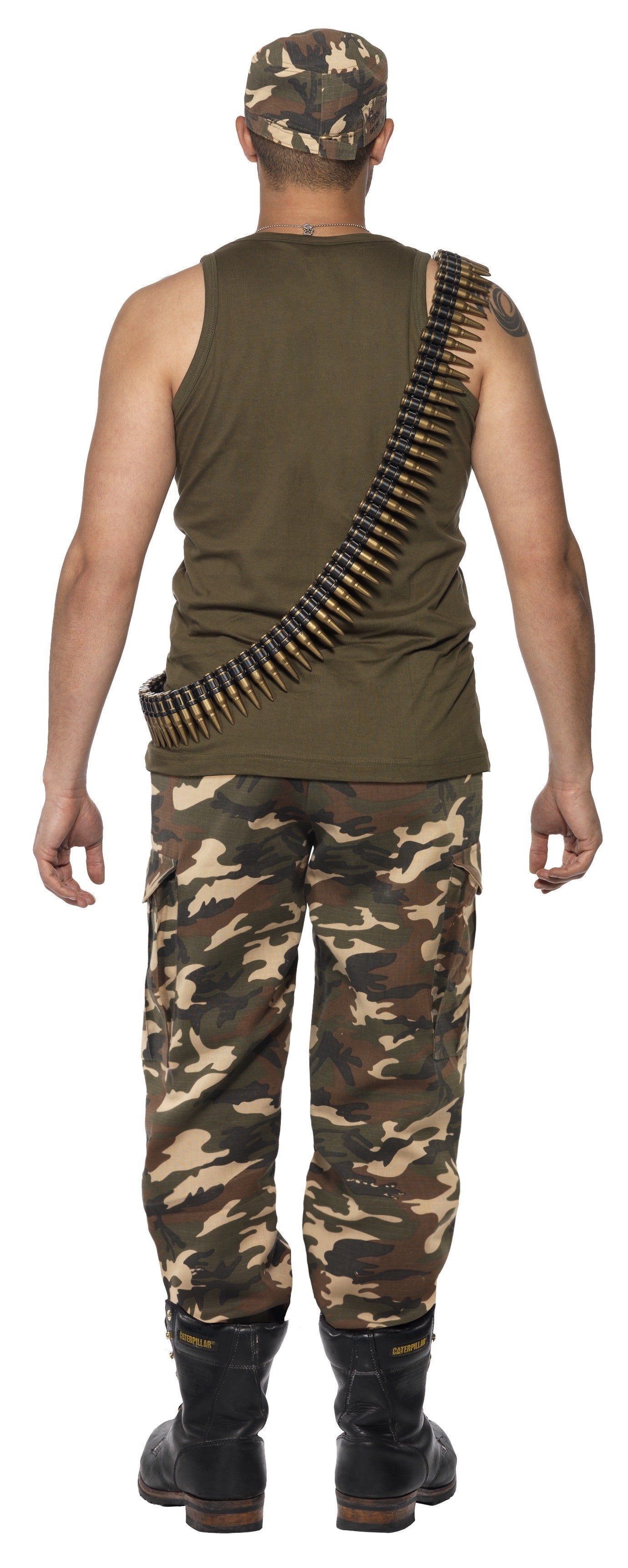 Smiffys Camouflage Combat Soldaten Kostüm – Grünes Muskelshirt & Camo Hose - Fasnacht24.ch