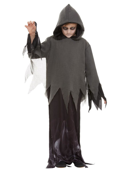Smiffys Kinder Ghost Ghoul Kostüm – Schwarze Kapuzenrobe - Fasnacht24.ch