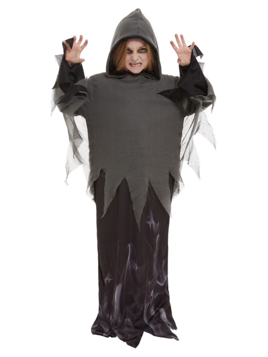 Smiffys Kinder Ghost Ghoul Kostüm – Schwarze Kapuzenrobe - Fasnacht24.ch