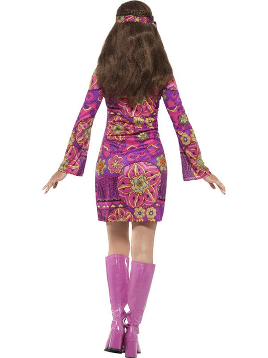 Smiffys Hippie Kostüm Damen Mayra – Pink-Violettes Kleid mit Glockenärmeln - Fasnacht24.ch