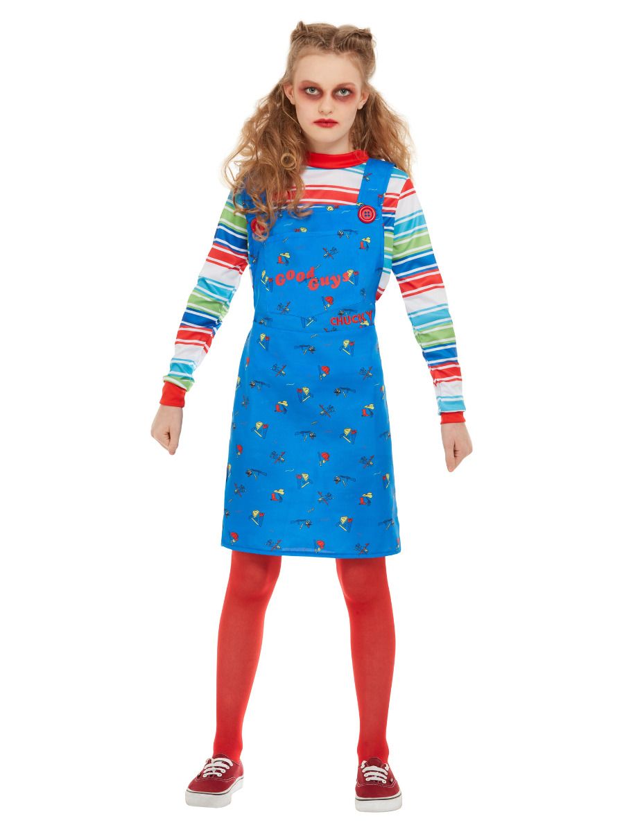 Smiffys Chucky Mädchen Kostüm Blau – Lizenzprodukt mit Oberteil & Latzhose - Fasnacht24.ch