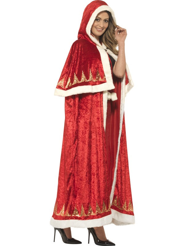 Smiffys Miss Santa Deluxe Weihnachtscape mit Kapuze Rot Polyester - Fasnacht24.ch – Detailansicht