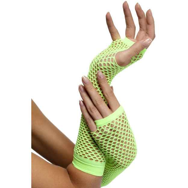 Smiffys Grün Lange Fingerlose Netz Handschuhe – Grösse L - Fasnacht24.ch