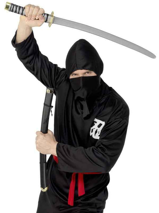 Smiffys Ninja Schwert und Scheide – 73cm, Flexibles ABS, Schwarz-Rot - Fasnacht24.ch