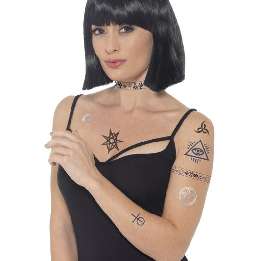 Smiffys Temporäre Occulte Zeichen Tattoo Transfers – Hautfreundliche Sticker - Fasnacht24.ch