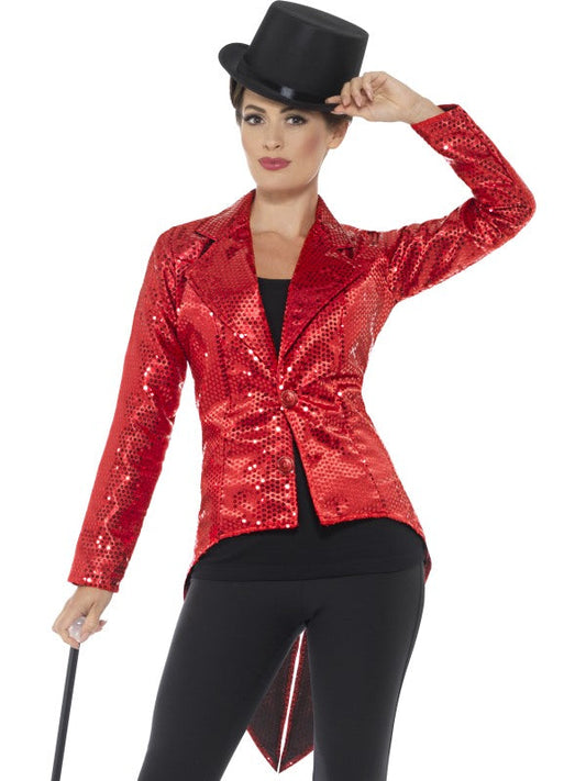 Smiffys Rote Pailletten Tuxedo Jacke Für Damen – Eleganter Blazer - Fasnacht24.ch