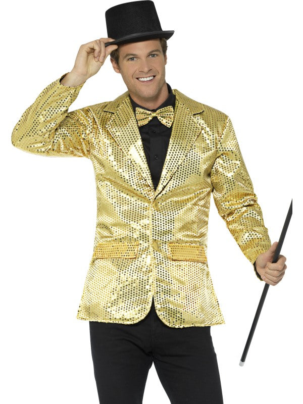 Smiffys Paillettenjacke Gelb Gold Sequin Festival Blazer Herrenjacke – Produktansicht