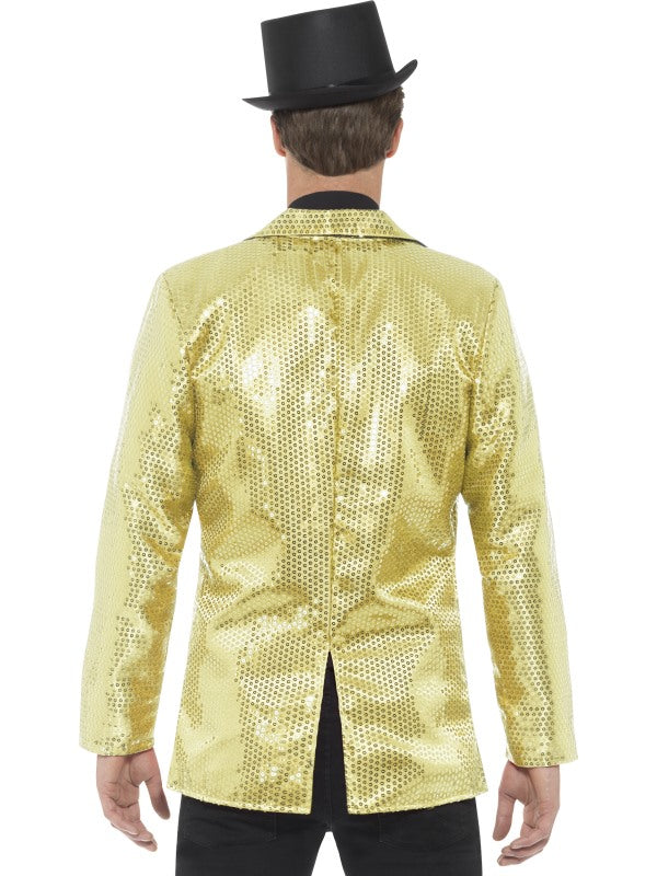 Smiffys Paillettenjacke Gelb Gold Sequin Festival Blazer Herrenjacke – Detailansicht