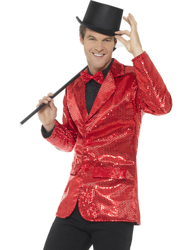Smiffys Rote Paillettenjacke – Leichte Festivaljacke mit Glanz – Produktansicht