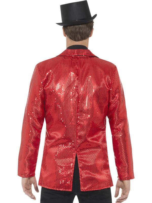 Smiffys Rote Paillettenjacke – Leichte Festivaljacke mit Glanz – Detailansicht