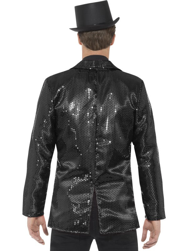 Smiffys Pailletten Jacke – Schwarze Unisex Glitzerjacke - Fasnacht24.ch – Detailansicht
