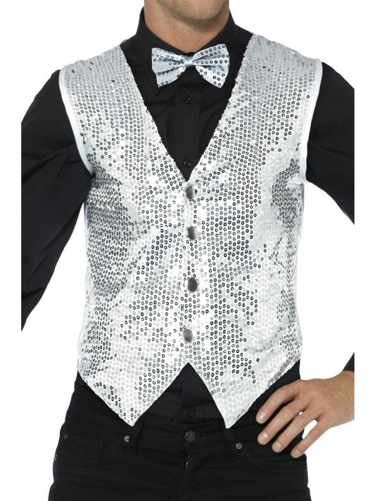 Pailletten Weste Silber – Smiffys Unisex Sequin Vest - Fasnacht24.ch