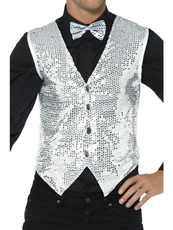 Pailletten Weste Silber – Smiffys Unisex Sequin Vest - Fasnacht24.ch – Produktansicht