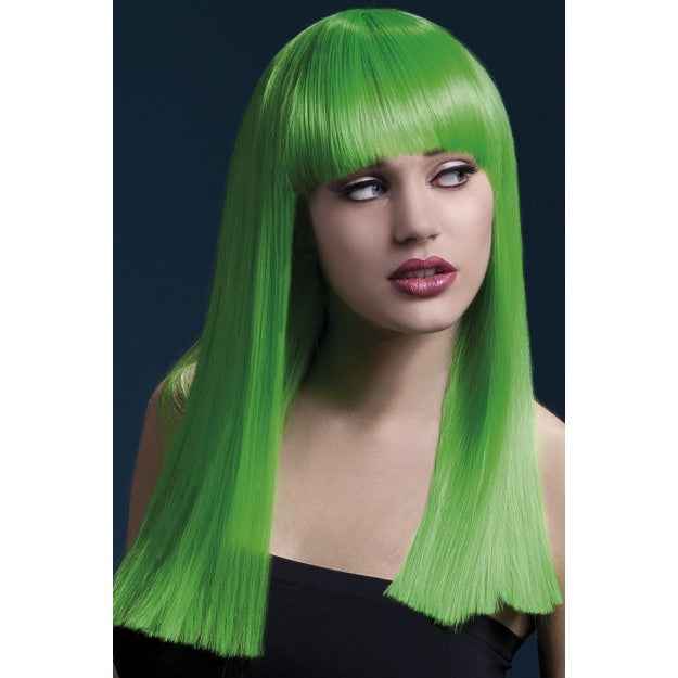 Smiffys Neon Grün Perücke Alexia 48cm mit Pony verstellbar Fasnacht24.ch