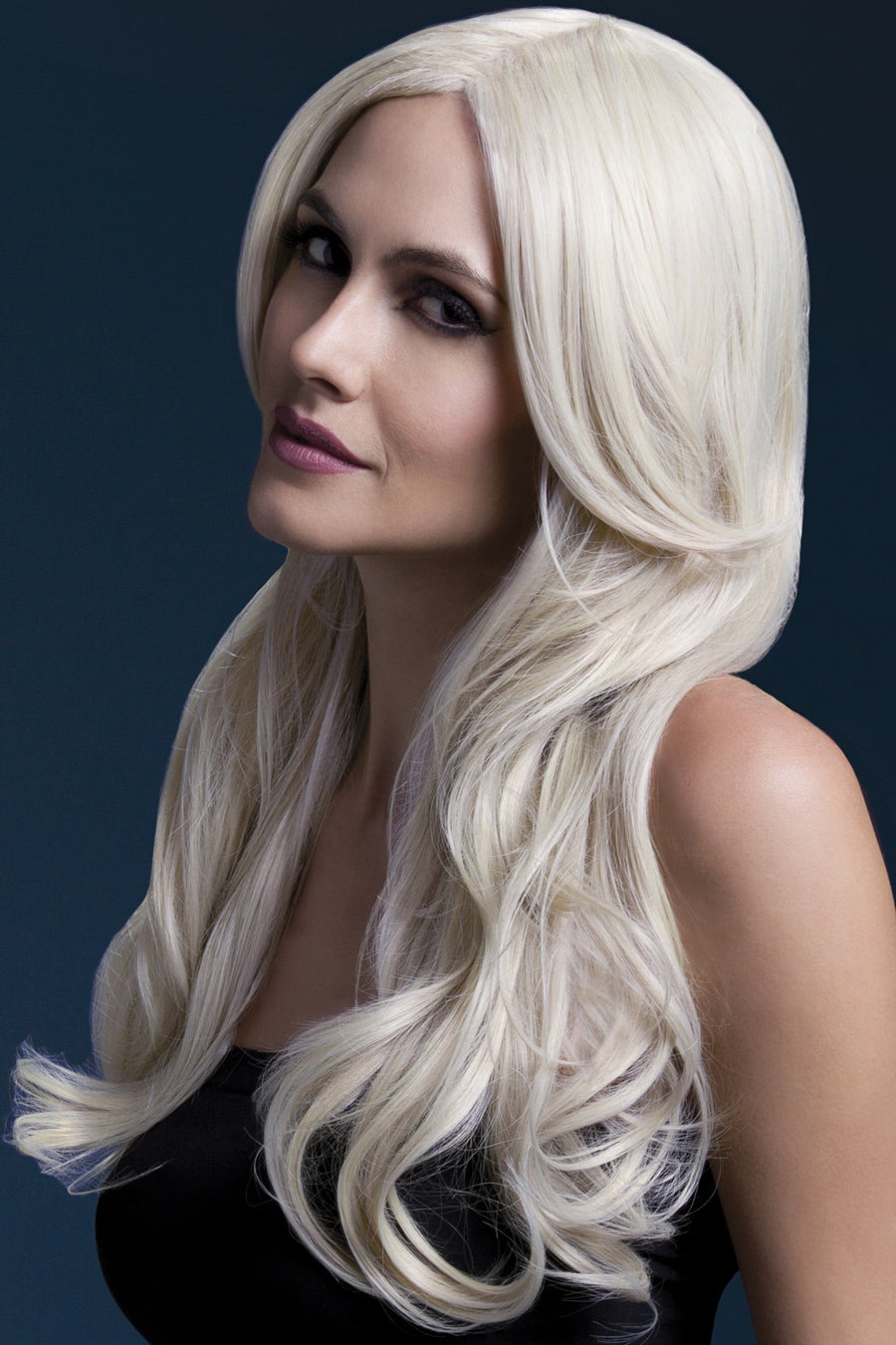 Smiffys Khloe Blonde Deluxe Lang Perücke Mit Pony – 66 cm, Verstellbar - Fasnacht24.ch