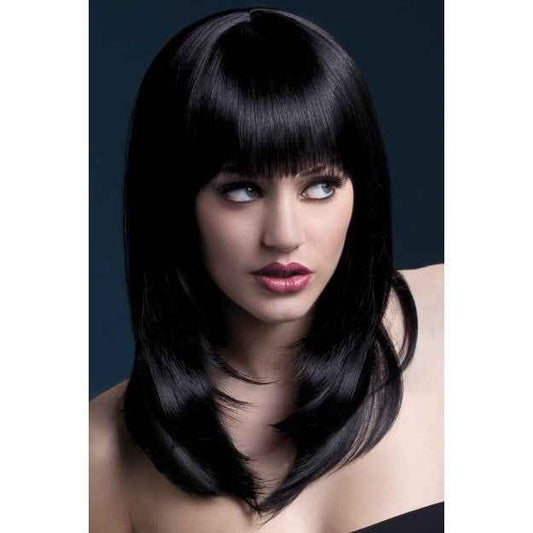 Smiffys Layered Bob Perücke Mit Pony – 48cm, Schwarz, Synthetik - Fasnacht24.ch