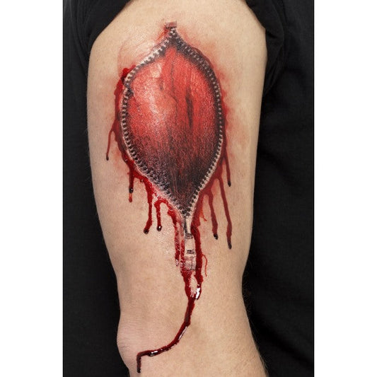 Smiffys Wunden Zipper Transfer Tattoo – Realistisches Fake-Verletzungs-Motiv - Fasnacht24.ch